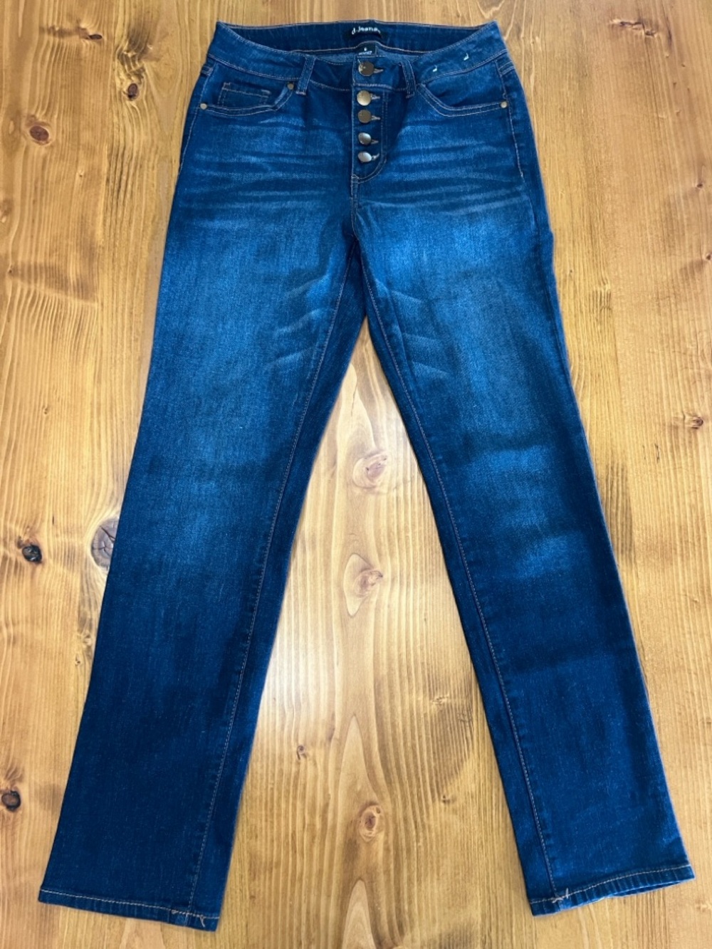 d.jeans Womens Size 6 Dark Wash Straight Leg Mid Rise Jeans Button Front